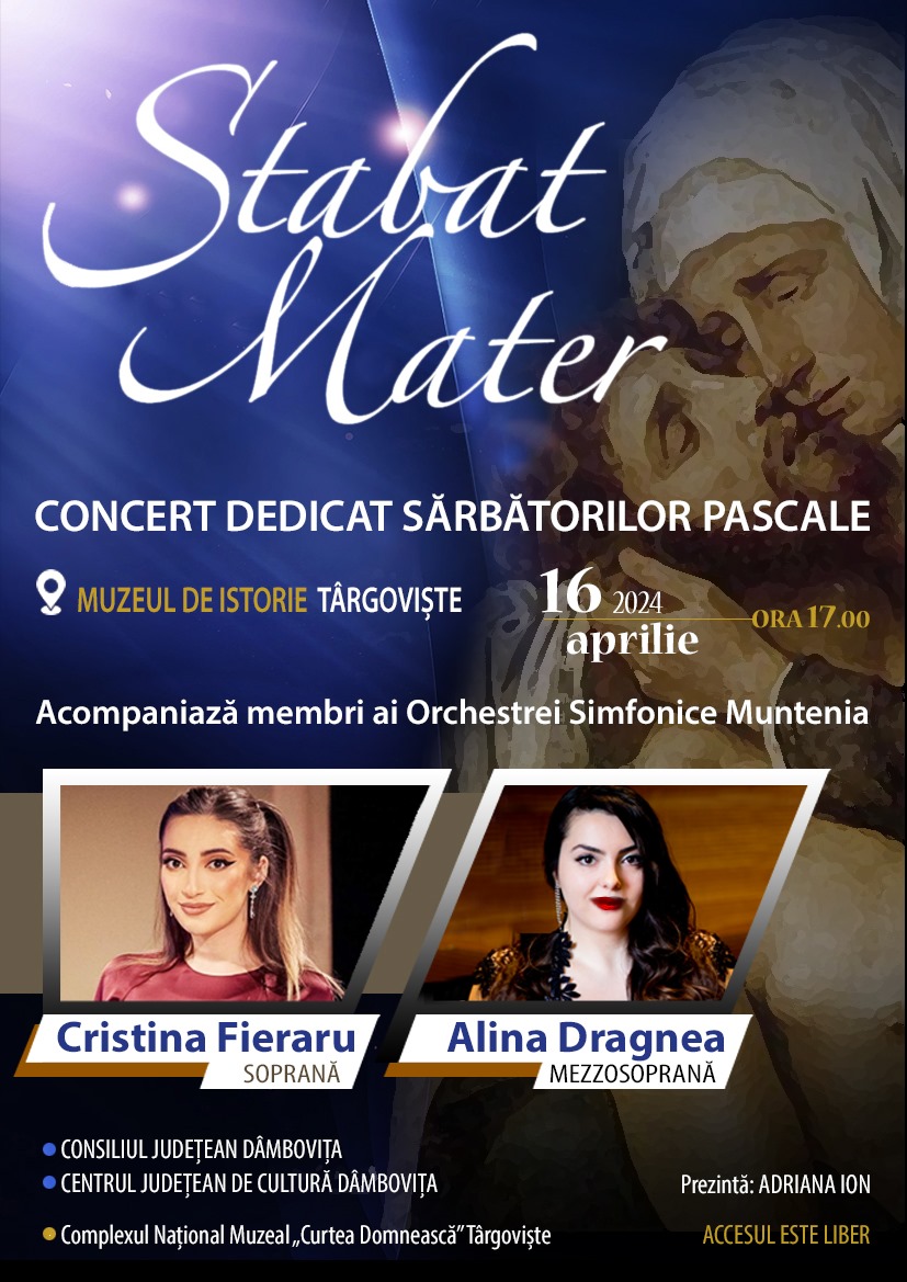  Concert simfonic  susținut de membri ai Orchestrei Simfonice „Muntenia” la Muzeul de Istorie din Târgoviște, pe data de 16 aprilie