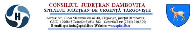  "Consolidarea capacității de gestionare a crizei sanitare COVID-19 în cadrul Spitalului Județean de Urgență Târgovişte, județul Dâmbovița"