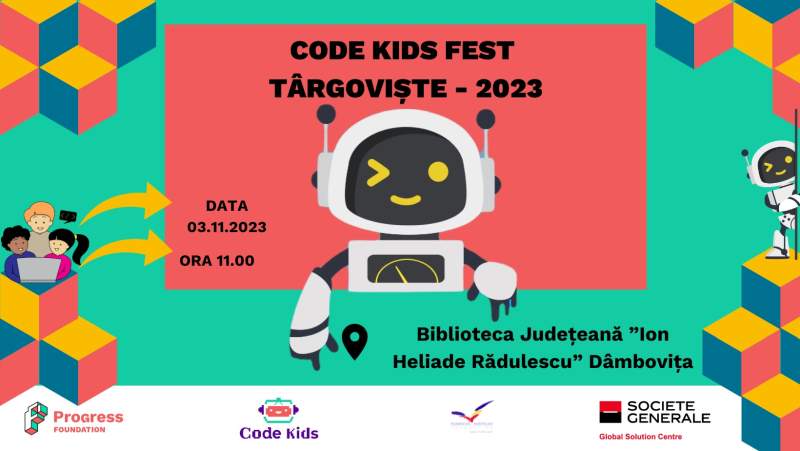  COPIII CREEAZĂ ȘI  INOVEAZĂ LA BIBLIOTECĂ TÂRGUL REGIONAL DE ȘTIINȚĂ „CODE KIDS FEST” DÂMBOVIȚA 2023