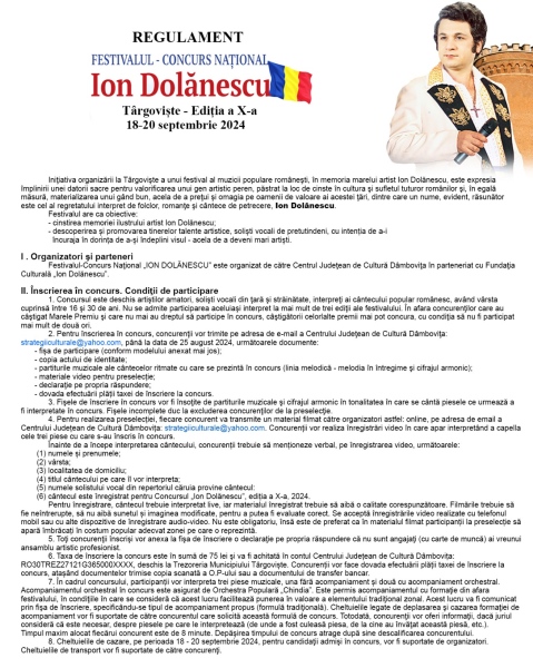  FESTIVALUL - CONCURS NAȚIONAL ”Ion Dolănescu”