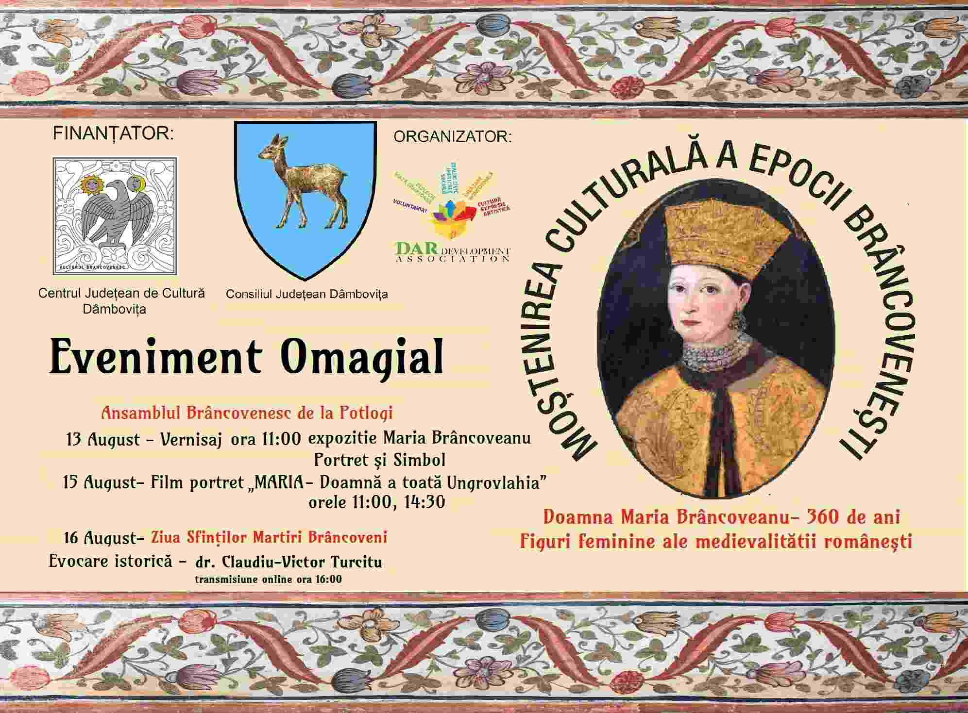  Omagiu Doamnei Maria Brâncoveanu - 360 de ani de la naștere