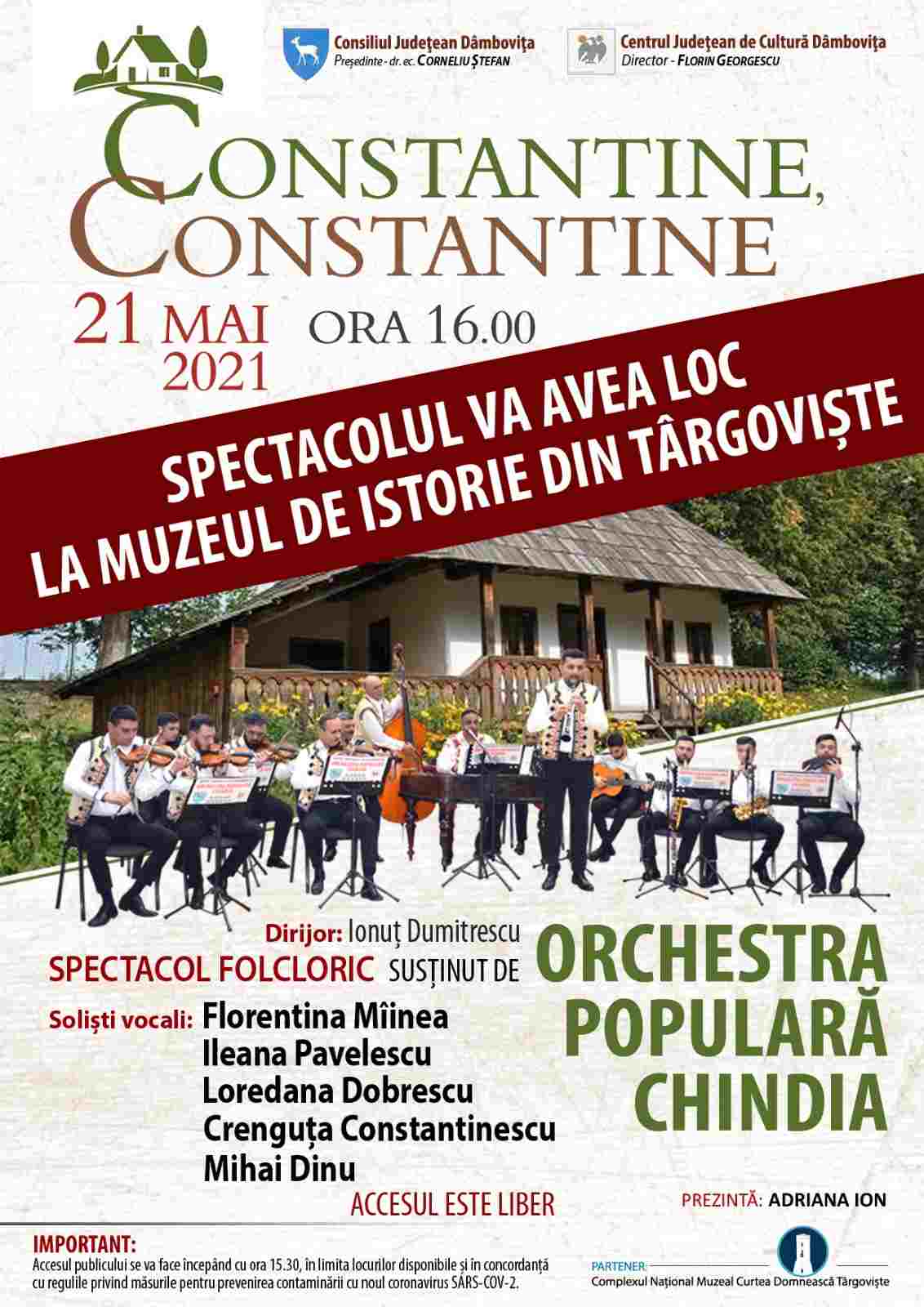  Relocare eveniment programat astăzi, 21 mai, în curtea interioară a Centrului  Județean  de  Cultură Dâmbovița